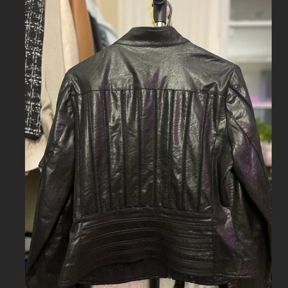 Insight New York- Black Vegan Leather Jacket w/ mesh - Picture 3 of 5